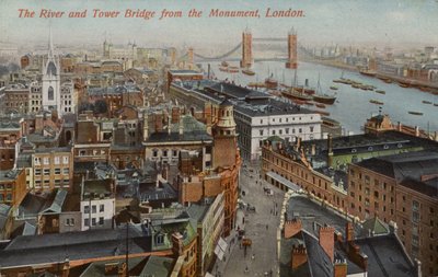O rio e a Tower Bridge do monumento, Londres de English Photographer