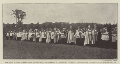 A celebração católica romana do décimo terceiro centenário de Santo Agostinho em Ebbsfleet, a procissão ao serviço memorial de English Photographer