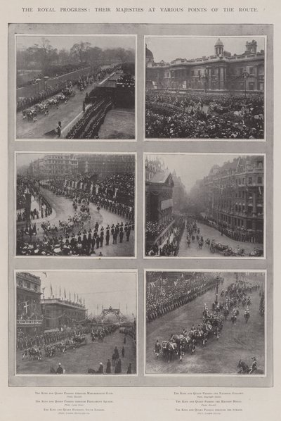 O progresso real, suas majestades em vários pontos da rota de English Photographer