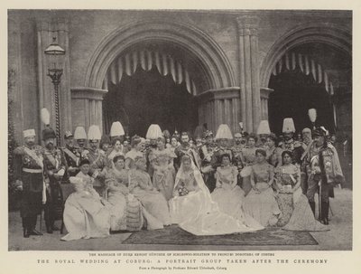 O casamento real em Coburg, um grupo de retratos tirados após a cerimônia de English Photographer