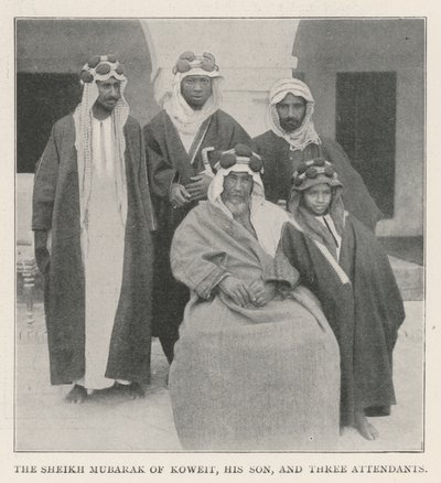 O Sheikh Mubarak de Koweit, seu filho e três assistentes de English Photographer