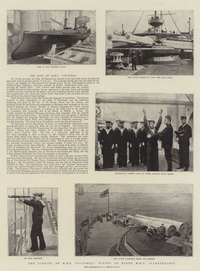 O afundamento do HMS Victoria, cenas a bordo do HMS Camperdown de English Photographer