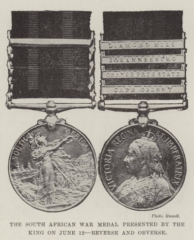 Medalha de Guerra da África do Sul apresentada pelo rei em 12 de junho de English Photographer
