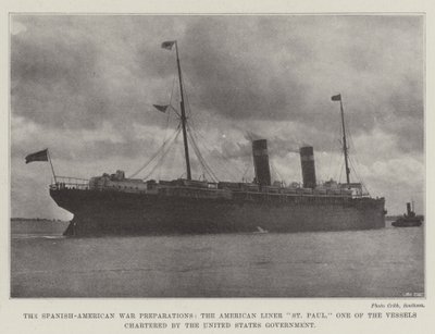 Os preparativos de guerra hispano-americanos, o forro americano de São Paulo, um dos navios fretados pelo governo dos Estados Unidos de English Photographer