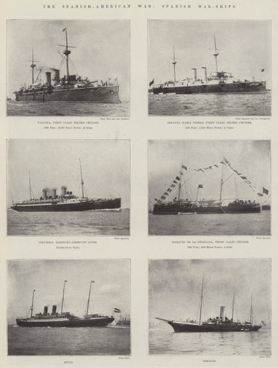 A guerra hispano-americana, navios de guerra espanhóis de English Photographer