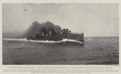 O Destruidor de Torpedeiros HMS Viper, com velocidade de 35,5 nós, ou quase quarenta e um quilômetros, por hora de English Photographer