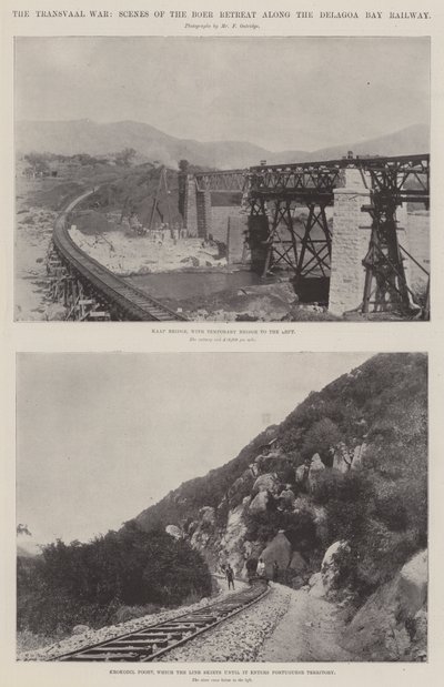 A guerra de Transvaal, cenas do retiro de Boer ao longo da estrada de ferro da baía de Delagoa de English Photographer