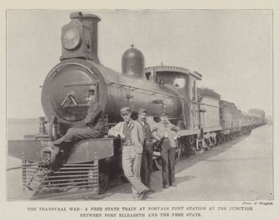 A Guerra do Transvaal, um trem do Estado Livre na Estação Norvals Pont no cruzamento entre Port Elizabeth e o Estado Livre de English Photographer