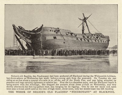 O naufrágio de Nelsons Old Flagship Foudroyant em Blackpool de English Photographer