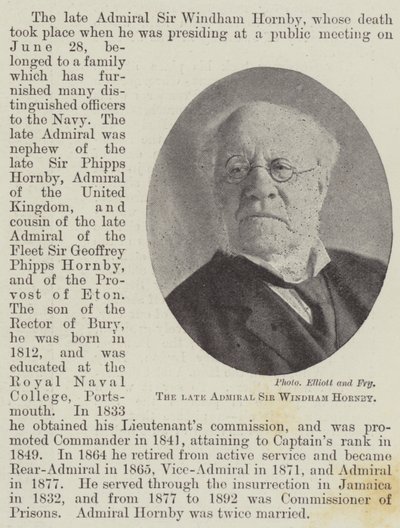 O falecido almirante Sir Windham Hornby de English Photographer