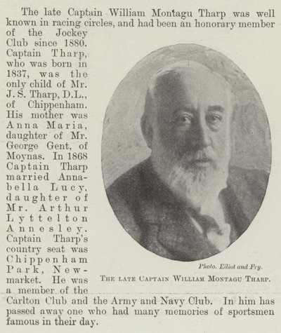 O falecido capitão William Montagu Tharp de English Photographer