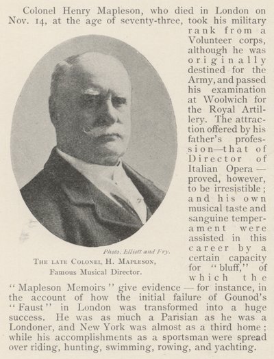O falecido coronel H Mapleson, famoso diretor musical de English Photographer