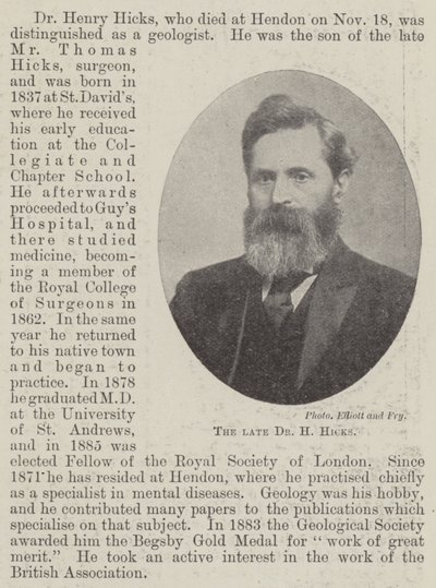 O falecido Dr. H Hicks de English Photographer