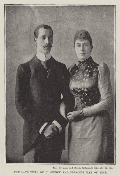 O falecido duque de Clarence e a princesa May de Teck de English Photographer