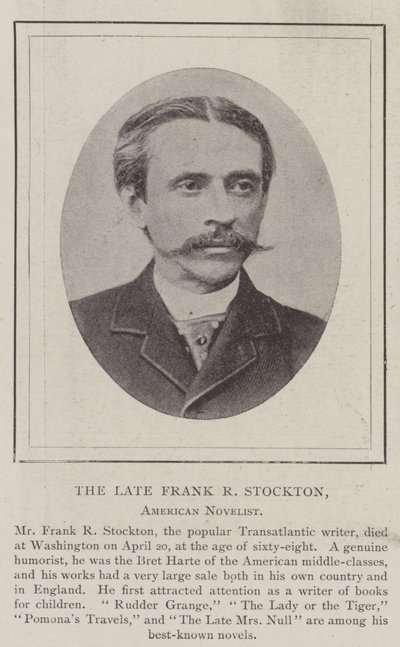 O falecido Frank R Stockton, romancista americano de English Photographer
