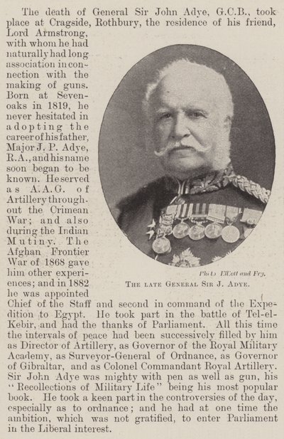 O falecido general Sir J Adye de English Photographer