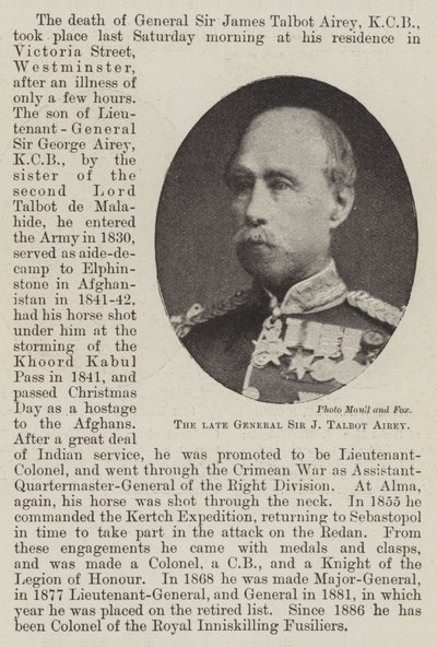 O falecido general Sir J Talbot Airey de English Photographer