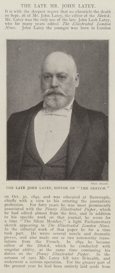 O falecido John Latey, editor do The Sketch de English Photographer
