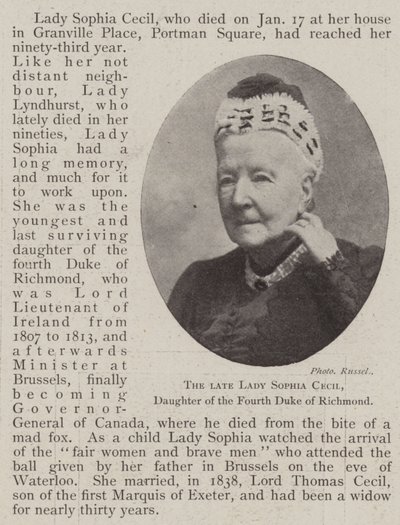 A falecida Lady Sophia Cecil, filha do quarto duque de Richmond de English Photographer