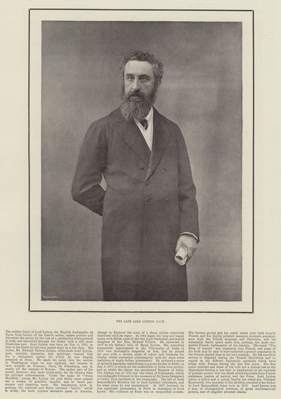 O falecido Lord Lytton, GCB de English Photographer
