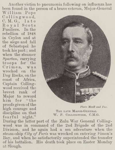O falecido major-general WP Collingwood, CMG de English Photographer