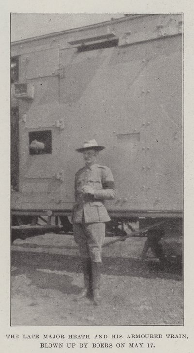 O falecido major Heath e seu trem blindado, explodido por Boers em 17 de maio de English Photographer