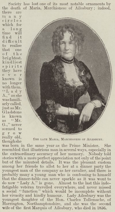 A falecida Maria, marquesa de Ailesbury de English Photographer