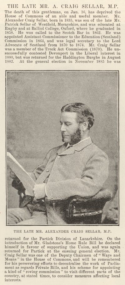 O falecido Sr. Alexander Craig Vendedor, MP de English Photographer