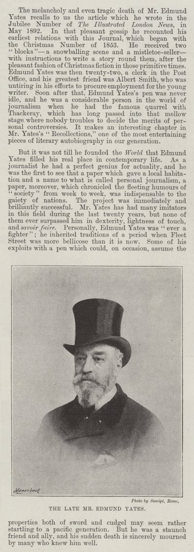 O falecido Sr. Edmund Yates de English Photographer