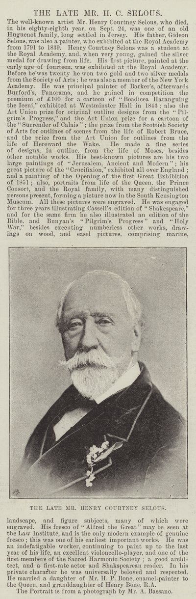 O falecido Sr. Henry Courtney Selous de English Photographer