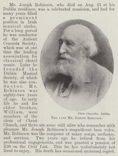 O falecido Sr. Joseph Robinson de English Photographer