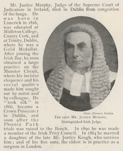 O falecido juiz Murphy, distinto juiz irlandês de English Photographer