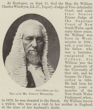 O falecido Sr. Justice Windeyer de English Photographer