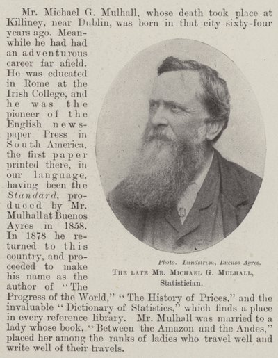 O falecido Sr. Michael G Mulhall, estatístico de English Photographer