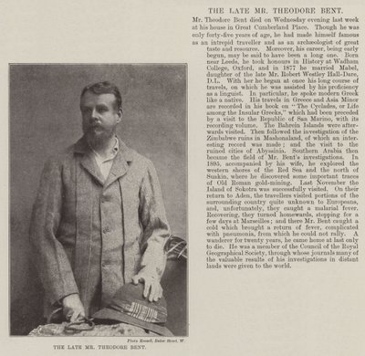 O falecido Sr. Theodore Bent de English Photographer