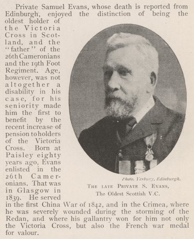O falecido Private S Evans, o mais antigo VC escocês de English Photographer