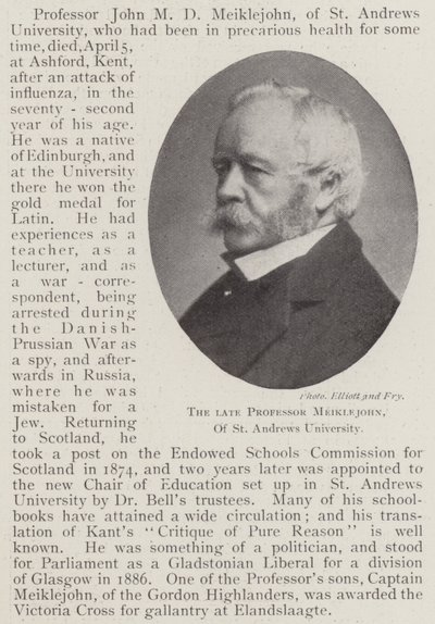 O falecido professor Meiklejohn, da Universidade de St Andrews de English Photographer