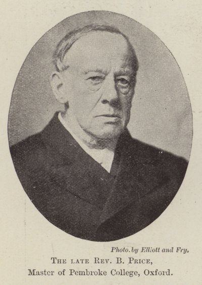 O falecido reverendo B Price, mestre do Pembroke College, Oxford de English Photographer