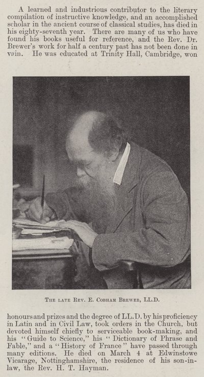 O falecido reverendo E Cobham Brewer, LLD de English Photographer