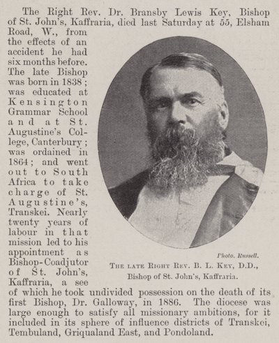 O falecido Reverendo BL Key, DD, Bispo de St Johns, Kaffraria de English Photographer