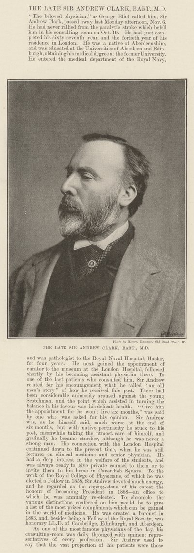 O falecido Sir Andrew Clark, Baronete, MD de English Photographer