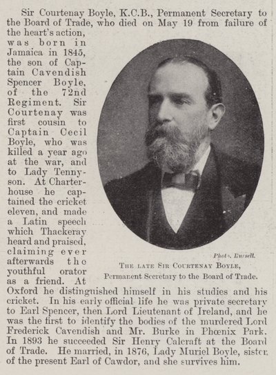 O falecido Sir Courtenay Boyle, Secretário Permanente da Junta Comercial de English Photographer