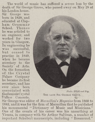 O falecido Sir George Grove de English Photographer
