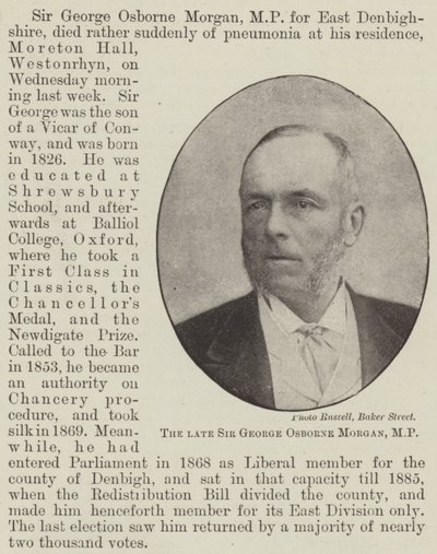 O falecido Sir George Osborne Morgan, MP de English Photographer