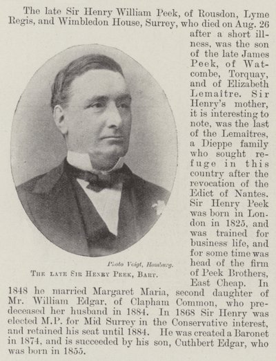 O falecido Sir Henry Peek, Baronet de English Photographer