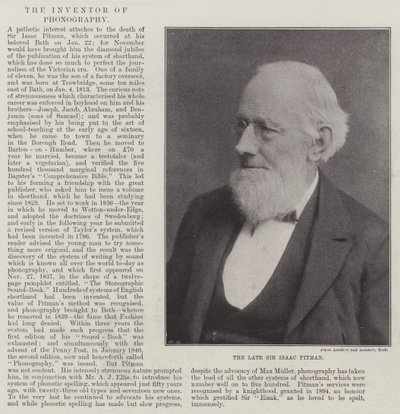 O falecido Sir Isaac Pitman de English Photographer