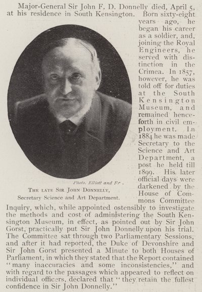 O falecido Sir John Donnelly, Secretário de Ciência e Departamento de Arte de English Photographer
