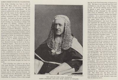 O falecido Sir John Duke Coleridge, o Barão Coleridge e o Lord Chief Justice da Inglaterra de English Photographer