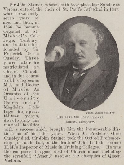 O falecido Sir John Stainer, compositor musical de English Photographer