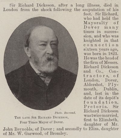 O falecido Sir Richard Dickeson, quatro vezes prefeito de Dover de English Photographer